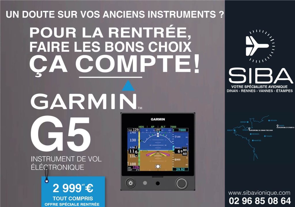 Offre de rentrée chez Sibavionnqiue pour un l'instrument électronique de vol GARMIN G5